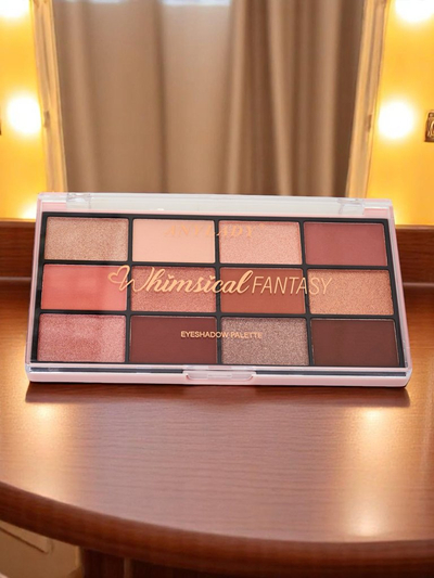ANYLADY Palette of 12 eyeshadows with glitter and matte finishes Champagne Ruby Glamour