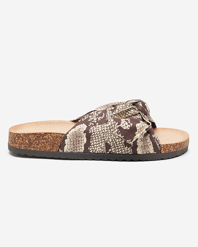 Коричневые тапочки с бантиком Montiana - Обувь