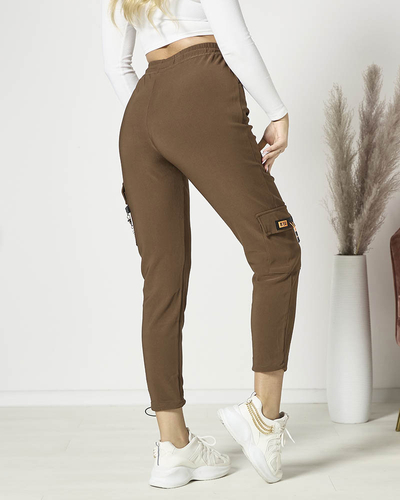 Brown women's combat pants with chain- Clothing