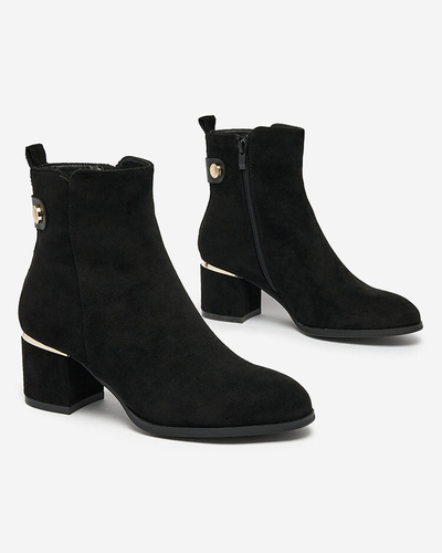 Royalfashion Women's low stiletto boots in black Dogdas