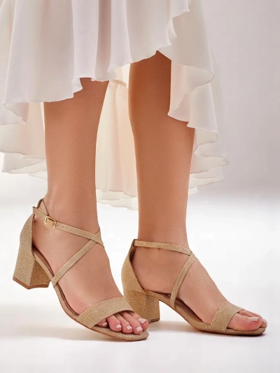 Royalfashion Aurelia women's fabric heeled sandals gold 41