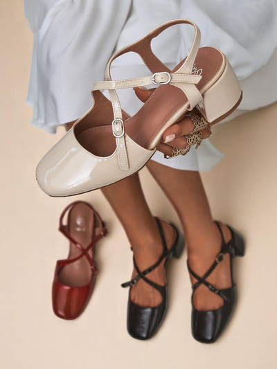 Royal Fashion Women's Lolita Low-Heeled Pumps with Decorative Straps