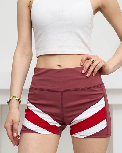 Dark pink short shorts with a colored insert- Clothing