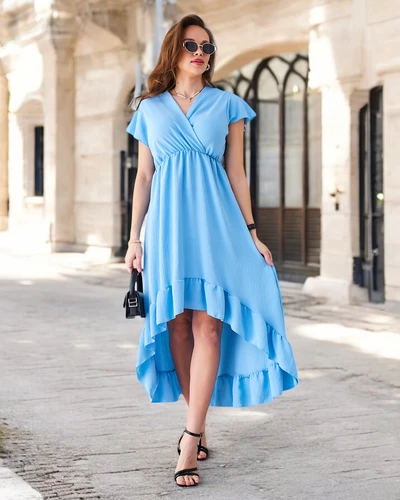 Royalfashion Naiste midi kleit ebaühtlase hemiga