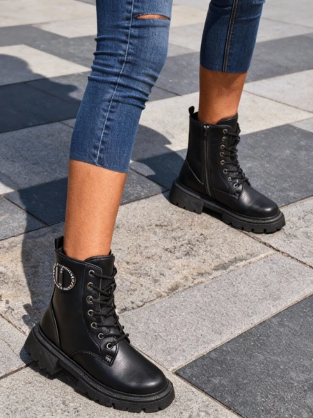 Royalfashion Eco leður kvenskór ökla boots Enoll