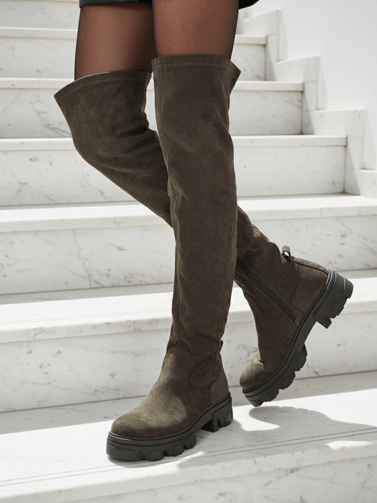 Women's over-the-knee eco-suede boots Maelin