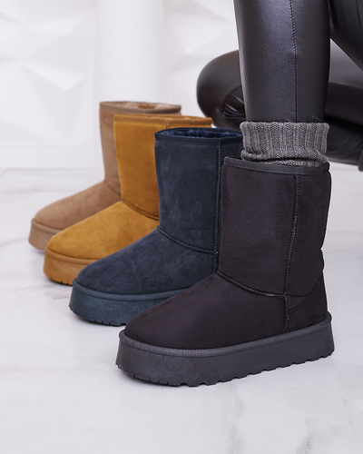 Women's insulated eco-suede snow boots in black Xetik - Footwear