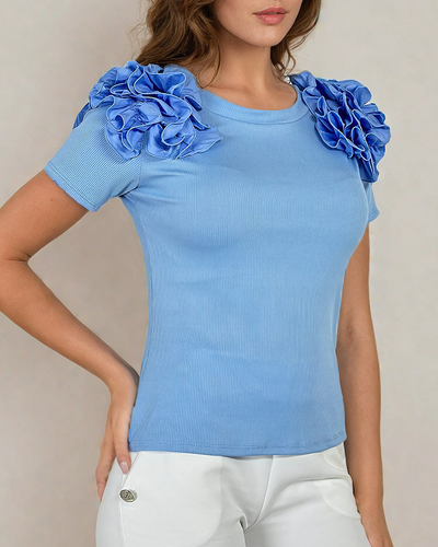 Royalfashion Приталенная женская блузка в рубчик