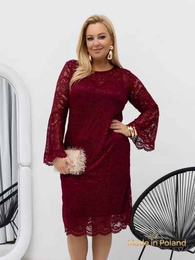 Women's Lace Midi Dress with Wide Sleeves Kiss Star