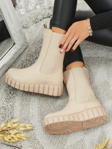 Livora Eco-Leather High Ankle Boots for Women