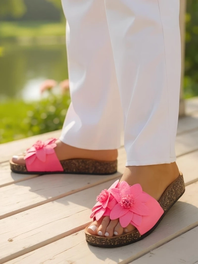 Royalfashion Women's slides with flowers Foules