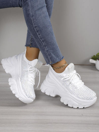 Royalfashion Women's sports sneakers with rhinestones Blysco