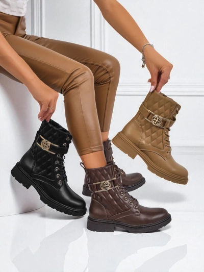 Tepitud ökoloogilisest nahast naiste poolsaapad Sable Rose