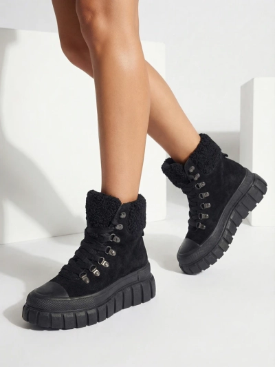 Diana Black Leather Comfortable Winter Ankle Boots