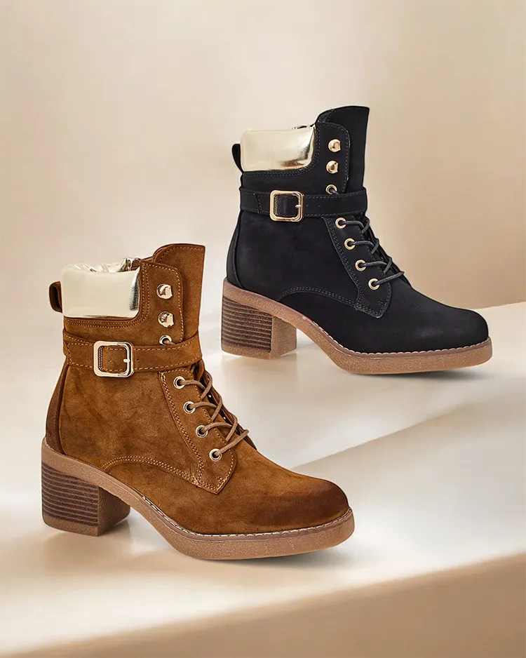 Royalfashion Kvinner's lave hælte ankelstøvler Nedelin