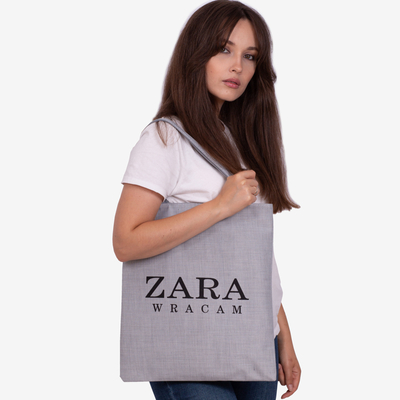 Gray fabric bag with the inscription - Accessories