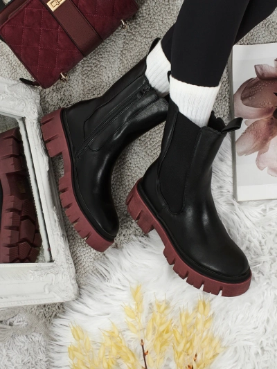 High eco-leather women's ankle boots with a colorful sole Dorvella