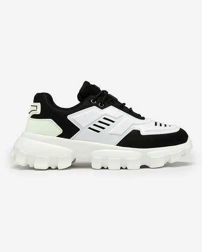 Royalfashion White and black fabric sports sneakers for men Lamkim