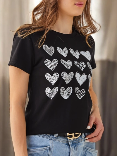 Royalfashion Хлопковая женская футболка Много сердец