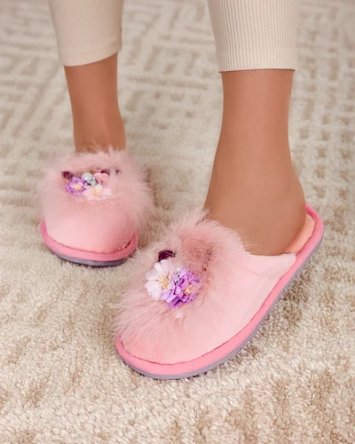 Royalfashion Naiste karvased sussid lilledega Ederra