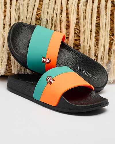 Royalfashion Rohelis-oranžid naiste kummist flip-flops Lierigs