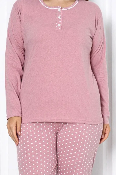 Royalfashion Naiste puuvillane 2-osaline polka täpi pidžaama PLUS SIZE