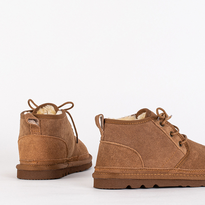 Brown children's short lace-up snow boots Tibilis- Footwear