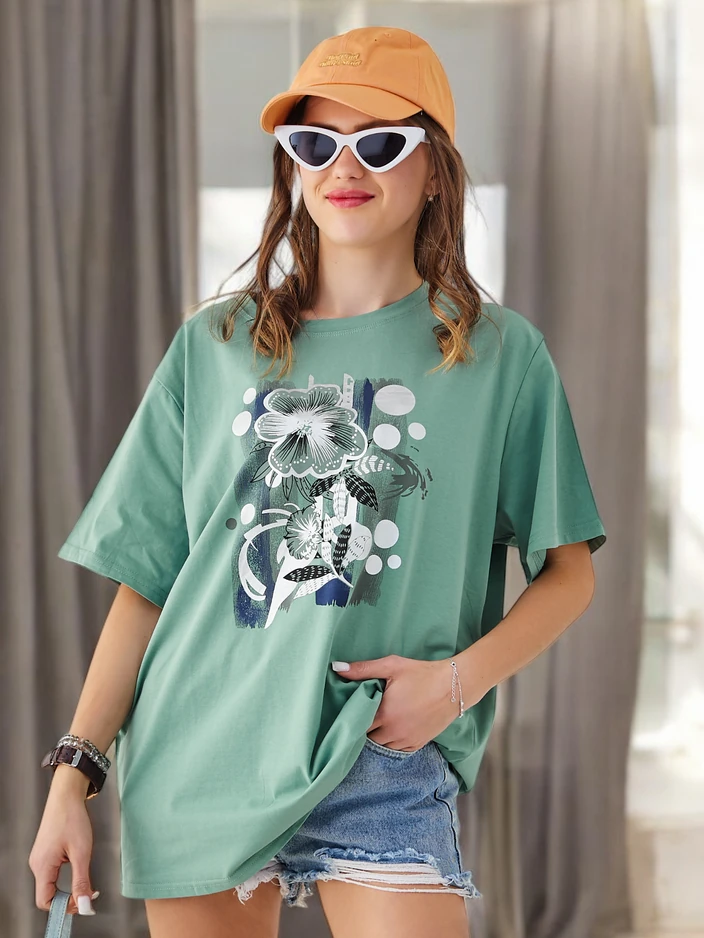 Royalfashion Женская хлопковая футболка с принтом