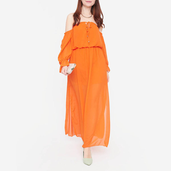 Women's orange maxi Spanish dress - Clothing
