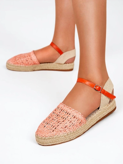 Pomarańczowe damskie espadryle z ażurową cholewką Triumf - Obuwie