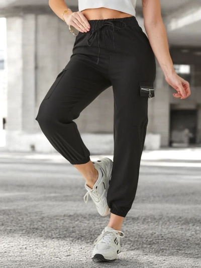 Pantaloni Elenna Sportlikud Pikad Mustad Taskuga