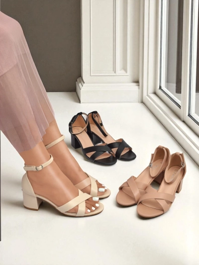 Royalfashion Naiste madala plokkkontsaga sandaalid Eleganza Strap