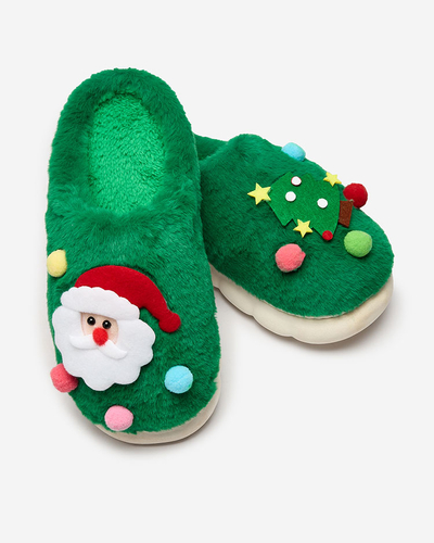 Royalfashion Christmas women's slippers in green Fertemse