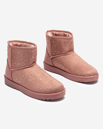 Dark pink women's snow boots with cubic zirconia Rudis - Footwear
