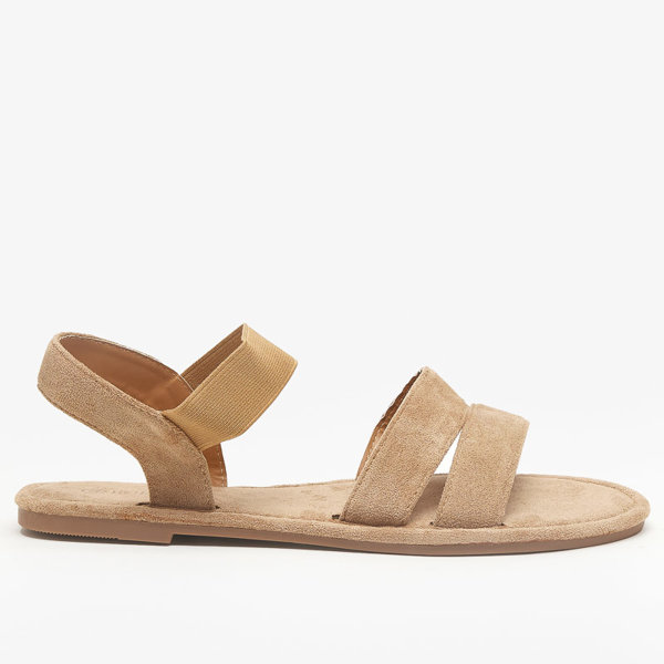 OUTLET Helepruunid naiste öko-seemisnahast lamedad sandaalid Nerina - kingad