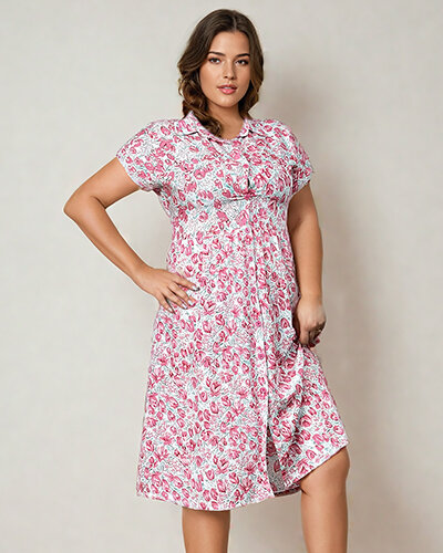 Royalfashion Naiste lilleline midi-kleit