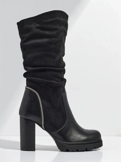 Women's Eco Suede Ankle Boots with a Gathered Upper Elyndra