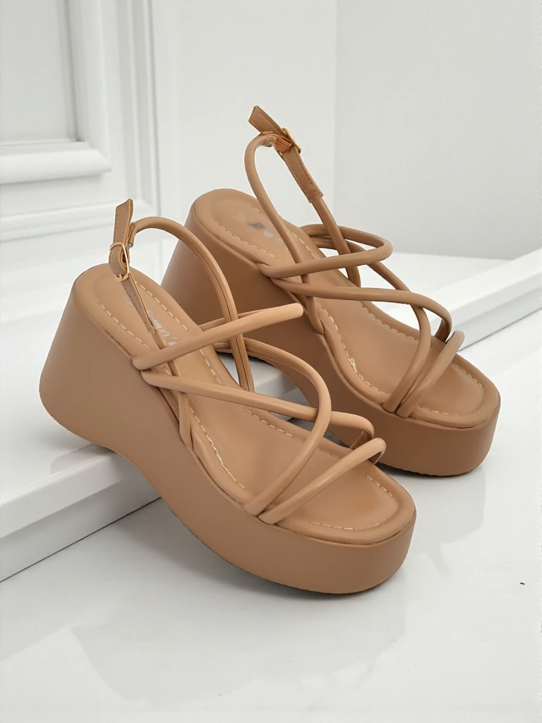 Royalfashion Women's Wedge Sandals Skyline Straps