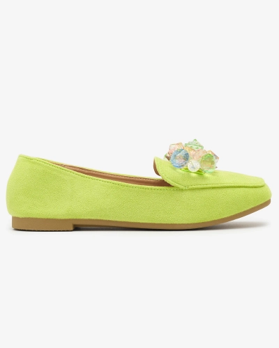 Green eco-suede moccasins for women Gepossa- Footwear
