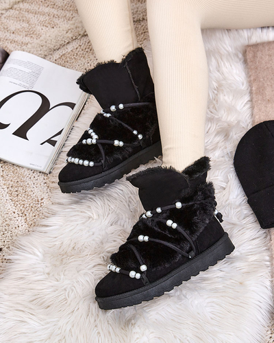 Royalfashion Women's snow boots with pearls Cuvilav