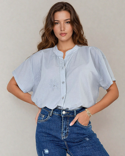 Royalfashion Женская рубашка oversize с вышивкой