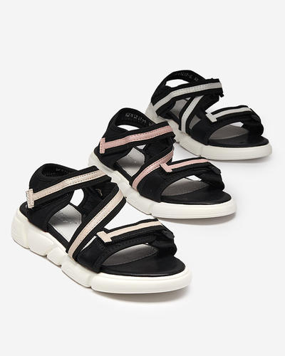 Black and pink children's sandals fastened with Velcro Modis - Shoes
