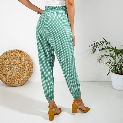 Зеленые женские брюки в горошек PLUS SIZE