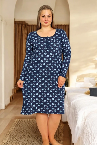 Royalfashion Puuvillane öösärk lilledega PLUS SIZE