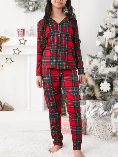 Royalfashion Christmas children's cotton checkered pajamas