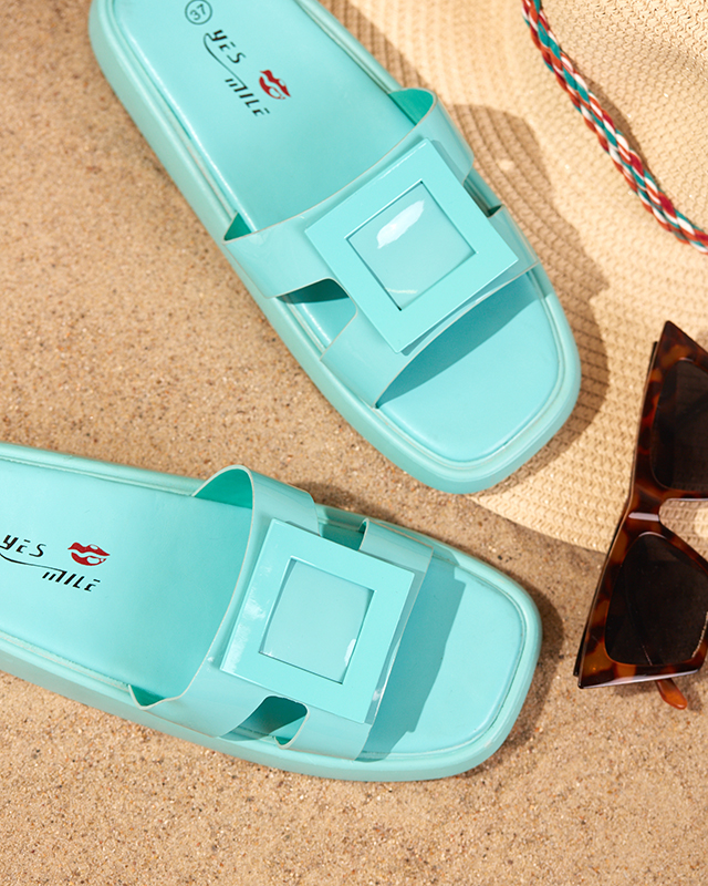 Мятные женские тапочки с орнаментом Zegor - Обувь