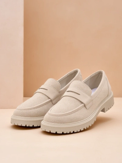 Naiste beežid loaferid Callista, öko-nahk, madal konts 4 cm