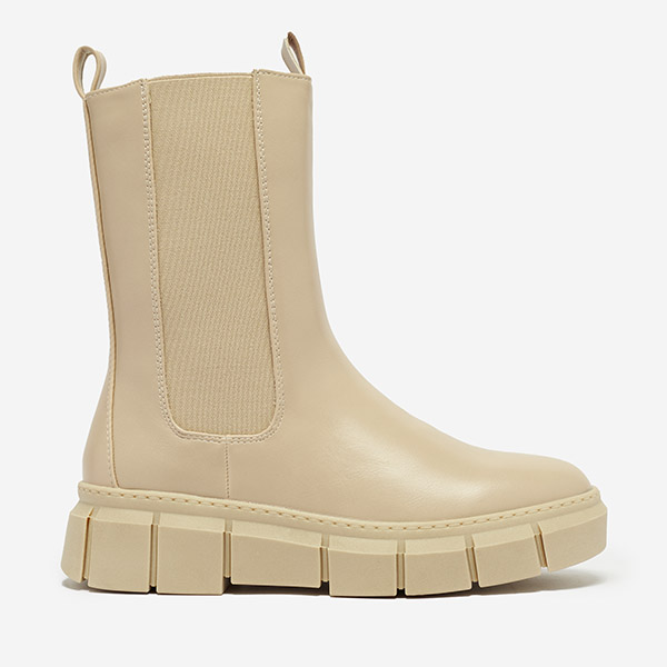 OUTLET Women's platform boots in beige Couell- Footwear