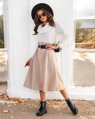 Royalfashion Kvinnors midi kjol a'la mocka