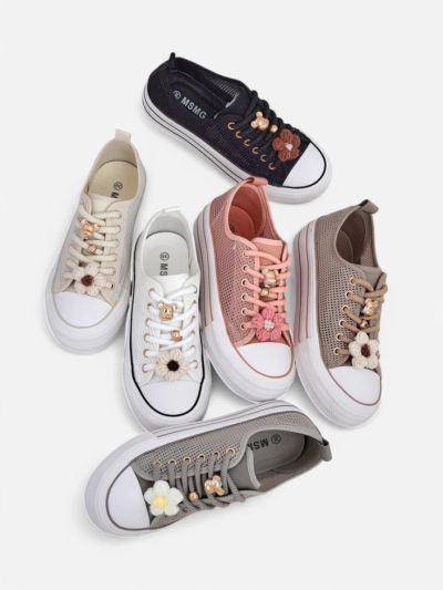 Royalfashion Women's perforated sneakers with embellishments Osdo